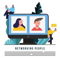 Networking people man and woman in computer vector design
