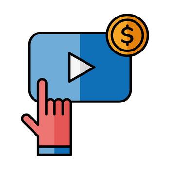 Digital marketing cursor play button and coin vector design