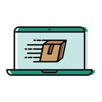 Delivery box in laptop vector design