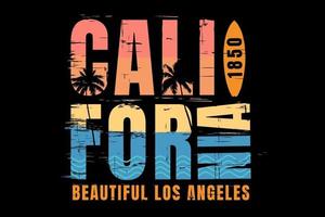 T-shirt typography california beautiful beach retro style vector