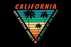 T-shirt silhouette beach california retro style vector