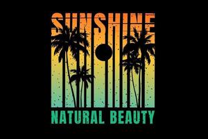 T-shirt typography silhouette sunshine natural beauty retro style vector