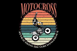 camiseta silueta motocross atracción retro vintage vector