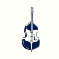 Double bass hand drawn vintage sketch style. Classical jazz music instrument isolated on white background. Old retro engraving bowed string instruments vector illustration.