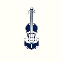 Boceto dibujado a mano de violín sobre fondo blanco. violín acústico clásico aislado en estilo vintage grabado. concepto de música y entretenimiento. Ilustración de vector de instrumento de música de jazz