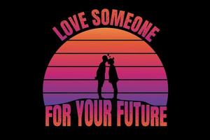 camiseta silueta pareja romántica amor gradiente hermoso vector