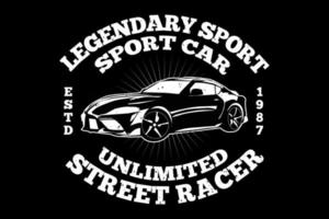 T-shirt typography sport car race legendary vintage vector