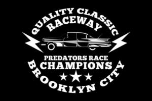 camiseta tipografía raceway brooklyn city champions estilo vintage vector