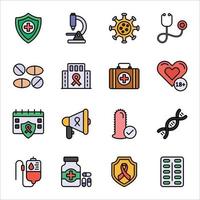 Aids and HIV Colored Line Icons Sets vector