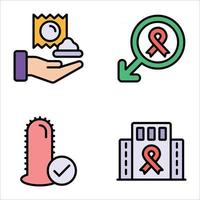 Aids and HIV Colored Line Icons Sets vector