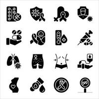 Aids and HIV Glyph Icons Sets vector