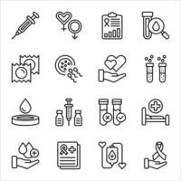 Aids and HIV  Line Icons Sets vector