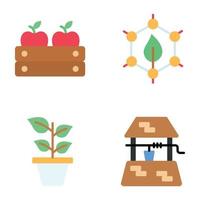 conjuntos de iconos planos de agricultura vector