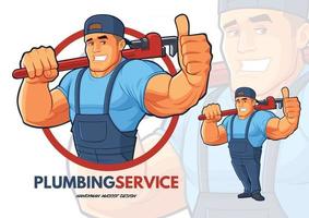 Plumber Character Design With Strong Big Arms vector