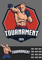 mma fighter design for badge and logo vector
