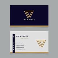 Business card in navy blue, gold and white colors vector