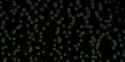 Dark Blue, Green vector backdrop with circles. Abstract decorative design in gradient style with bubbles. Pattern for wallpapers, curtains.