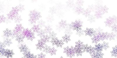 plantilla de doodle de vector púrpura claro con flores.