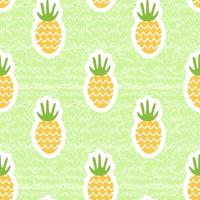 Summer nature seamless pattern. Vector illustration of pineapples on green background. Shabby, aged effect