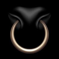 A bull s nose with a metal nose ring 3D realistic illustration Vector