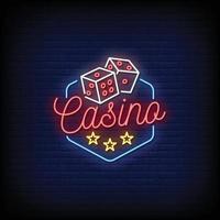 vector de texto de estilo de letreros de neón de casino