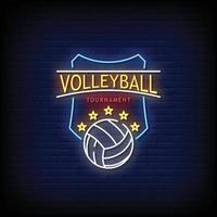 Volleyball Tournament Neon Signs vector