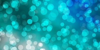 Light Blue, Green vector background with bubbles. Illustration with set of shining colorful abstract spheres. Design for posters, banners.