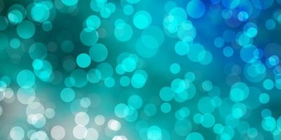 Light Blue, Green vector background with bubbles. Illustration with set of shining colorful abstract spheres. Design for posters, banners.