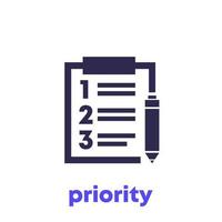 priority, prioritize icon on white vector