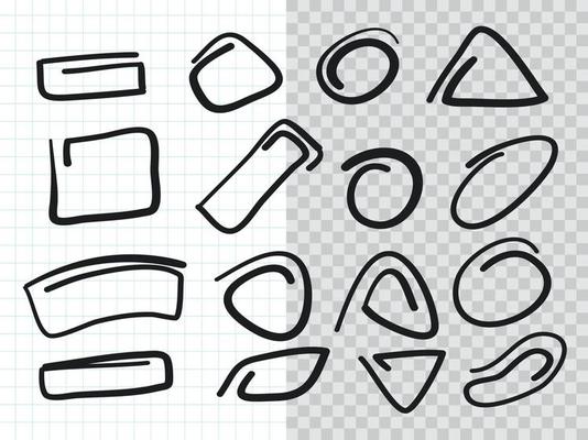 Hand drawn Highlighter Mark Collection set