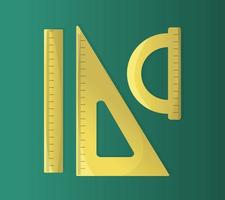 set of triangle ruler and protractor measuring length and angles flat vector illustration isolated