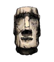 estatua moai, estatua de la isla de pascua de un toque de acuarela, dibujo coloreado, realista. ilustración vectorial de pinturas