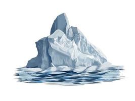 Iceberg from a splash of watercolor, colored drawing, realistic. Vector illustration of paints