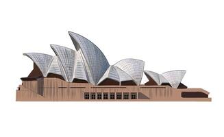 Sydney Opera House from a splash of watercolor, colored drawing, realistic. Vector illustration of paints