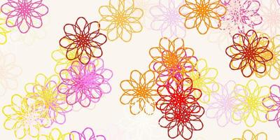 Fondo de doodle de vector multicolor claro con flores.