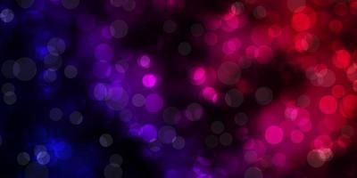 Dark Purple, Pink vector background with bubbles. Illustration with set of shining colorful abstract spheres. Design for your commercials.