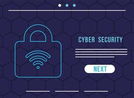 Infografía de seguridad cibernética con ondas wifi en candado. vector