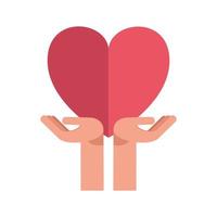 hands protecting heart of love feeling icon vector