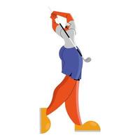 athlete practicing golf sport character vector