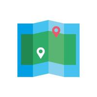paper map with pin location flat style icon vector