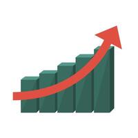 statistics bars with arrow icon vector