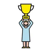 elegant business woman with trophy avatar character vector