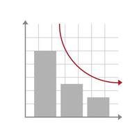 statistics bars and decrease arrow icon vector