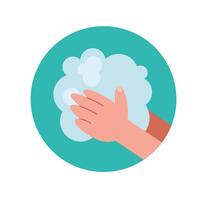 hands washing with foam icon vector