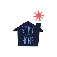 stay home lettering campaign in house flat style vector