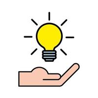 hand lifting bulb think icon vector