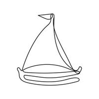 sailboat with flag one line style icon vector