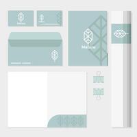 envelope and bundle of mockup set elements in white background vector