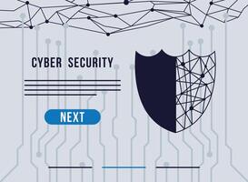 cyber security infographic with circut in shield vector