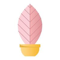 pink house plant in yellow ceramic pot icon vector